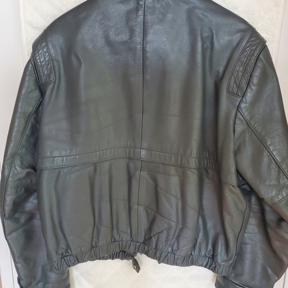 Men's Simpsons Vintage Gray Leather Bomber Jacket - Picture 3 of 7